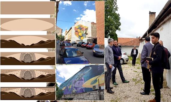 نقاشی‌های دانشجوی دانشگاه یزد بر دیوارهای شهر یاسپرین مجارستان