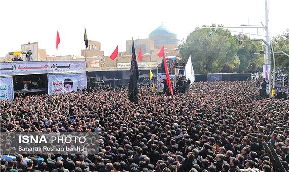 برگزاری اجتماع عزاداران حسینیه ایران هفتم محرم در امیرچخماق یزد