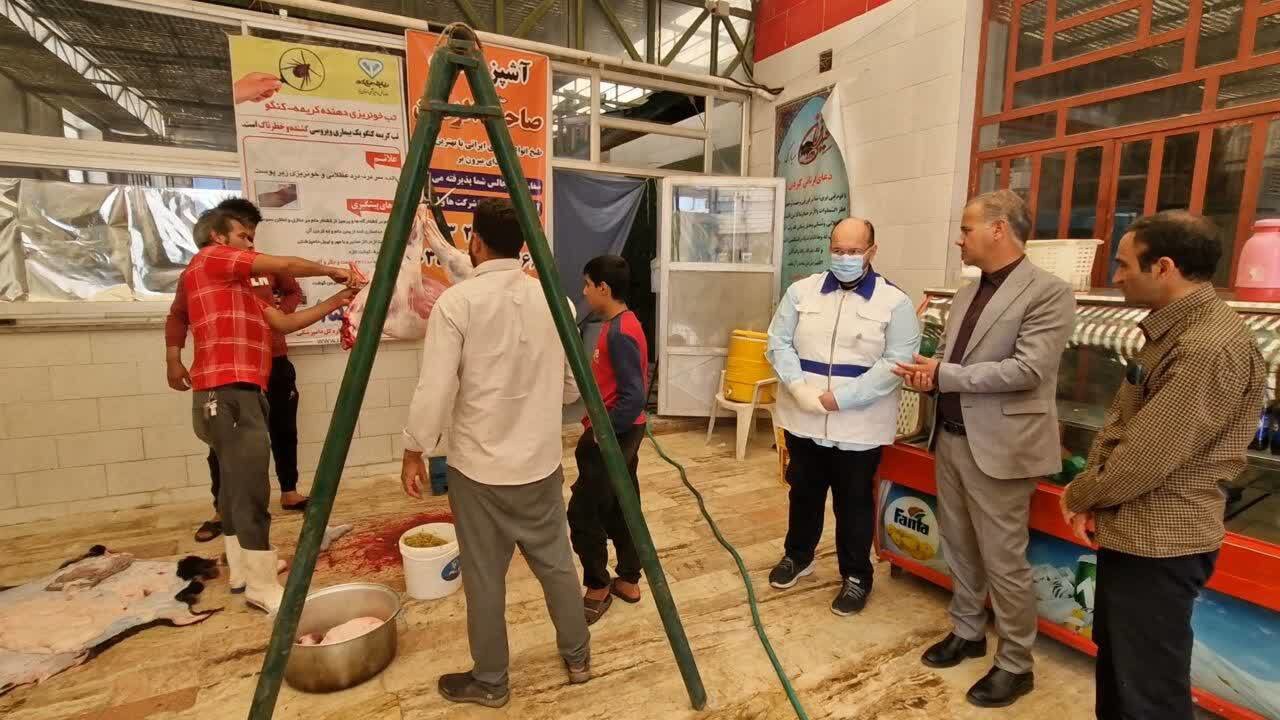 ذبح ۶ راس گوسفند در قربانگاه موقت شهرستان زارچ