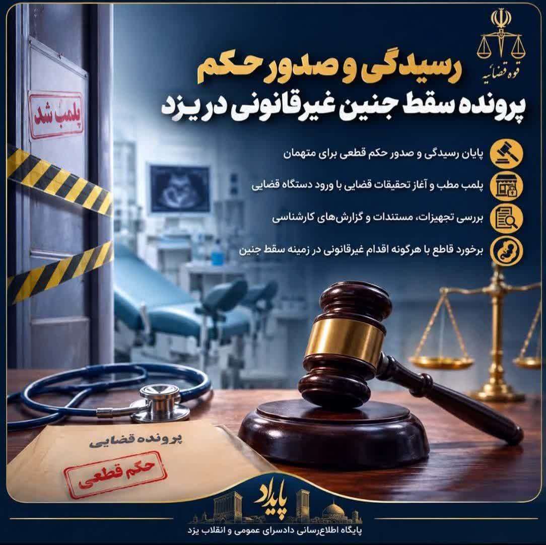 رسیدگی و صدور حکم پرونده سقط جنین غیرقانونی در یزد
