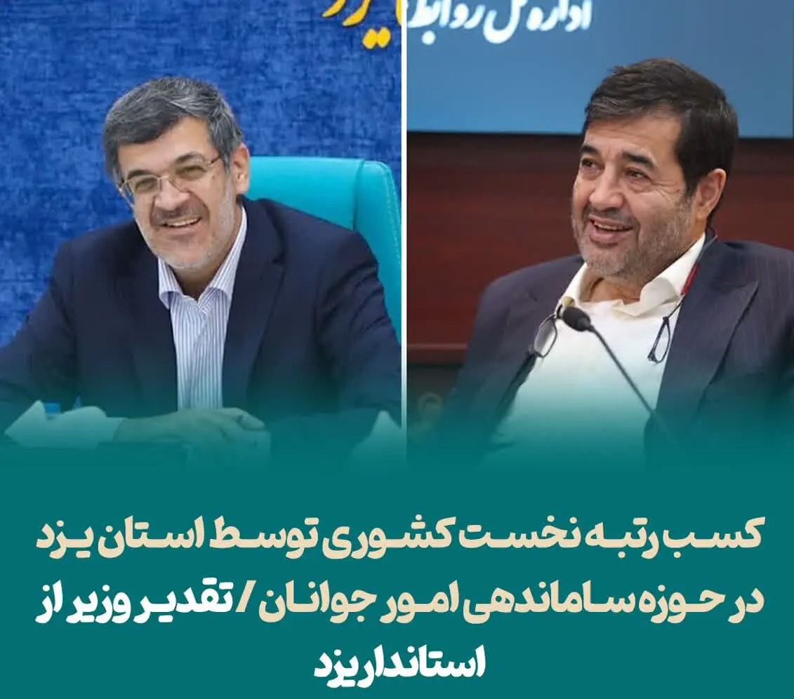 کسب رتبه اول کشوری توسط استان یزد در ستاد ساماندهی امور جوانان